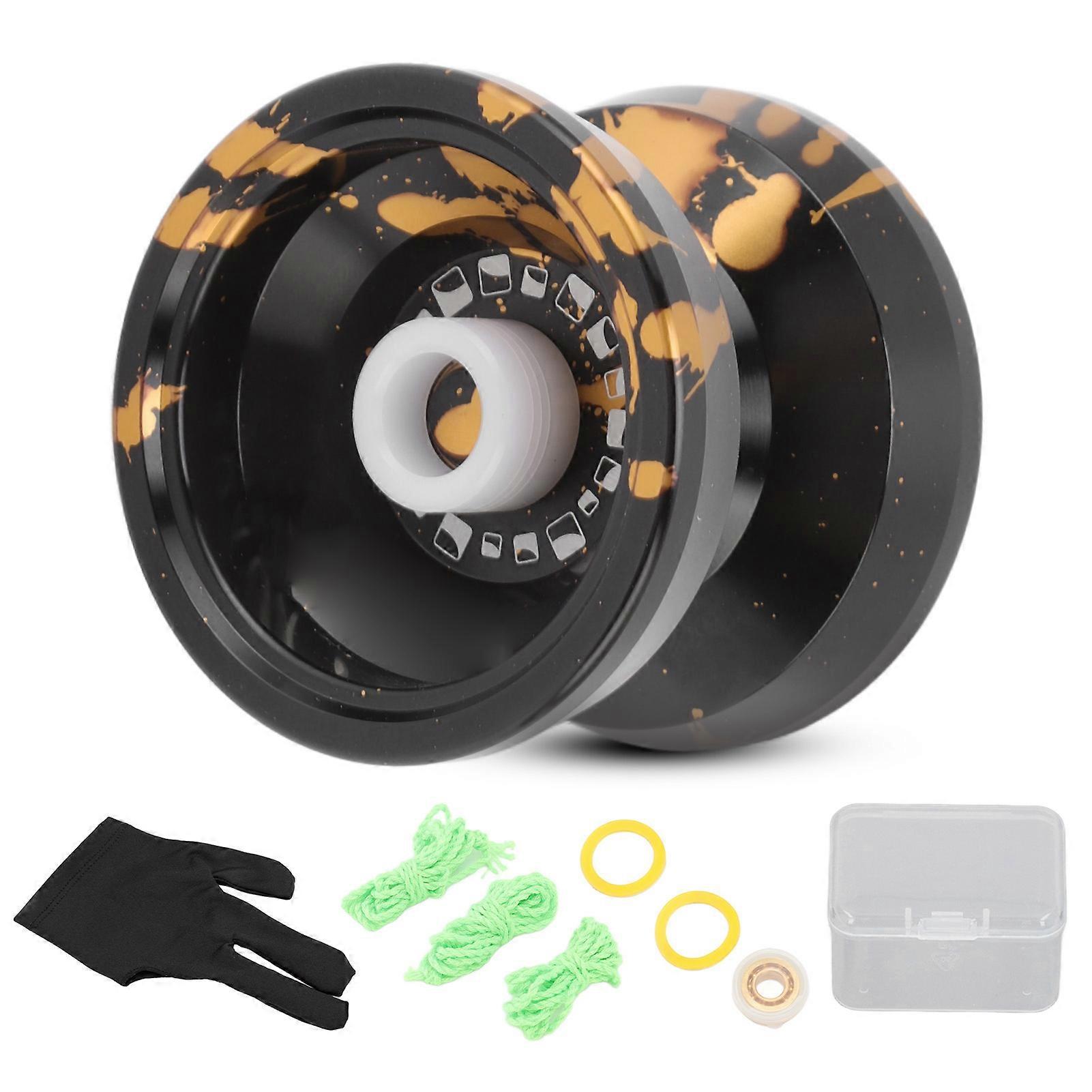 Yoyo noir en or, jouet amusant et tendance en alliage, idéal pour les compétitions, idéal comme cadeau d'anniversaire