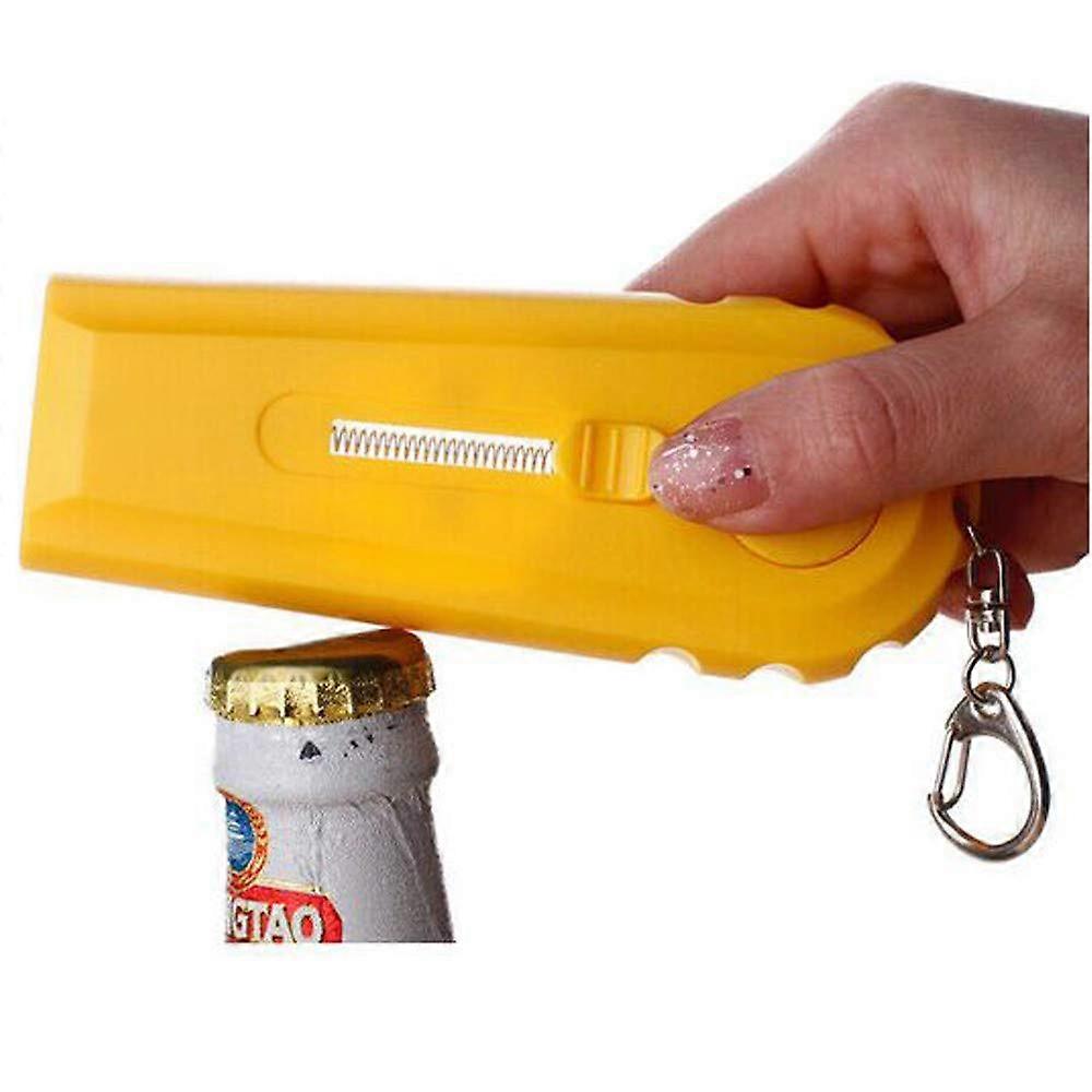 Bottle Opener Keyring Yellow Gift for Beer Lovers Durable On-the-Go Opener with Creative Design One Size