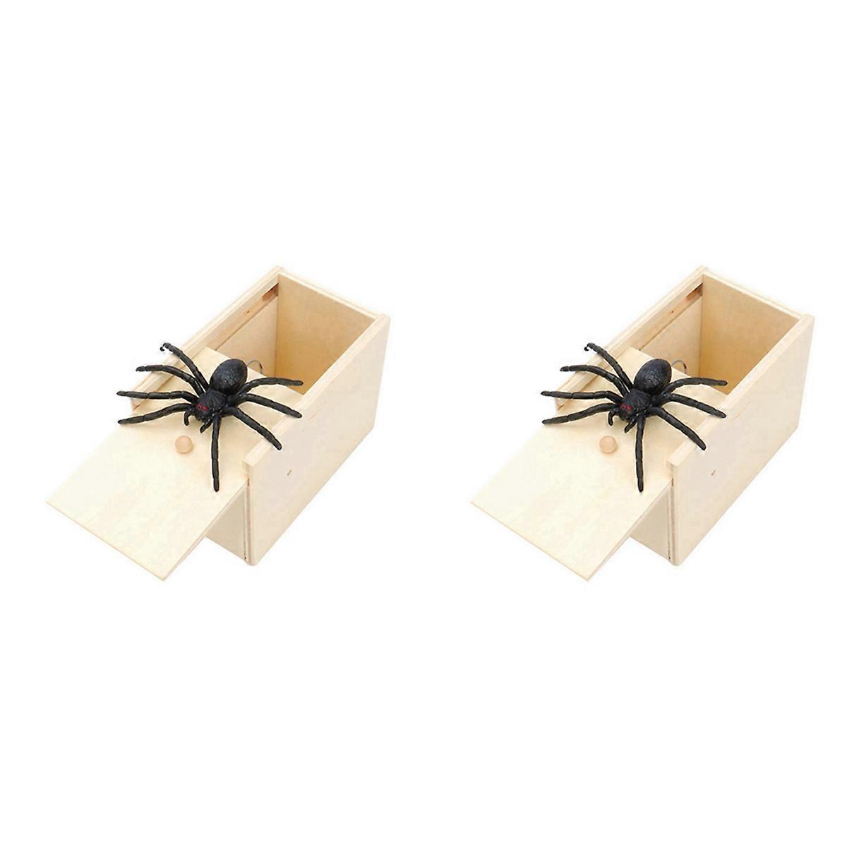 Trick Spider Funny Scare Box Wooden Hidden Box Prank Wooden Scare Box