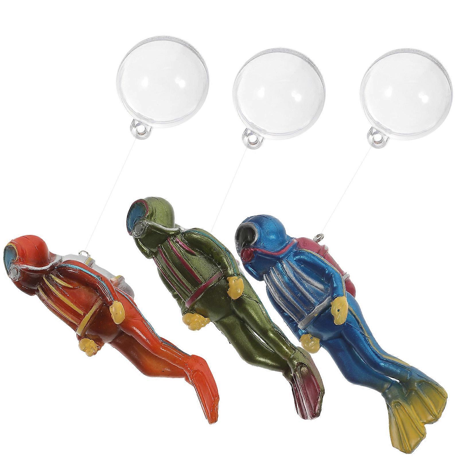 Artificial Aquarium Ornament Resin Diver Decoration Realistic Style Fish Tank Diver Ornaments 3Pcs