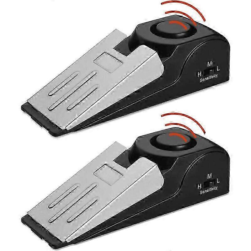 Mini Wireless Door Stop Alarm, 2 Pack Wedge Door Stop Blocking Security System with 120dB Siren