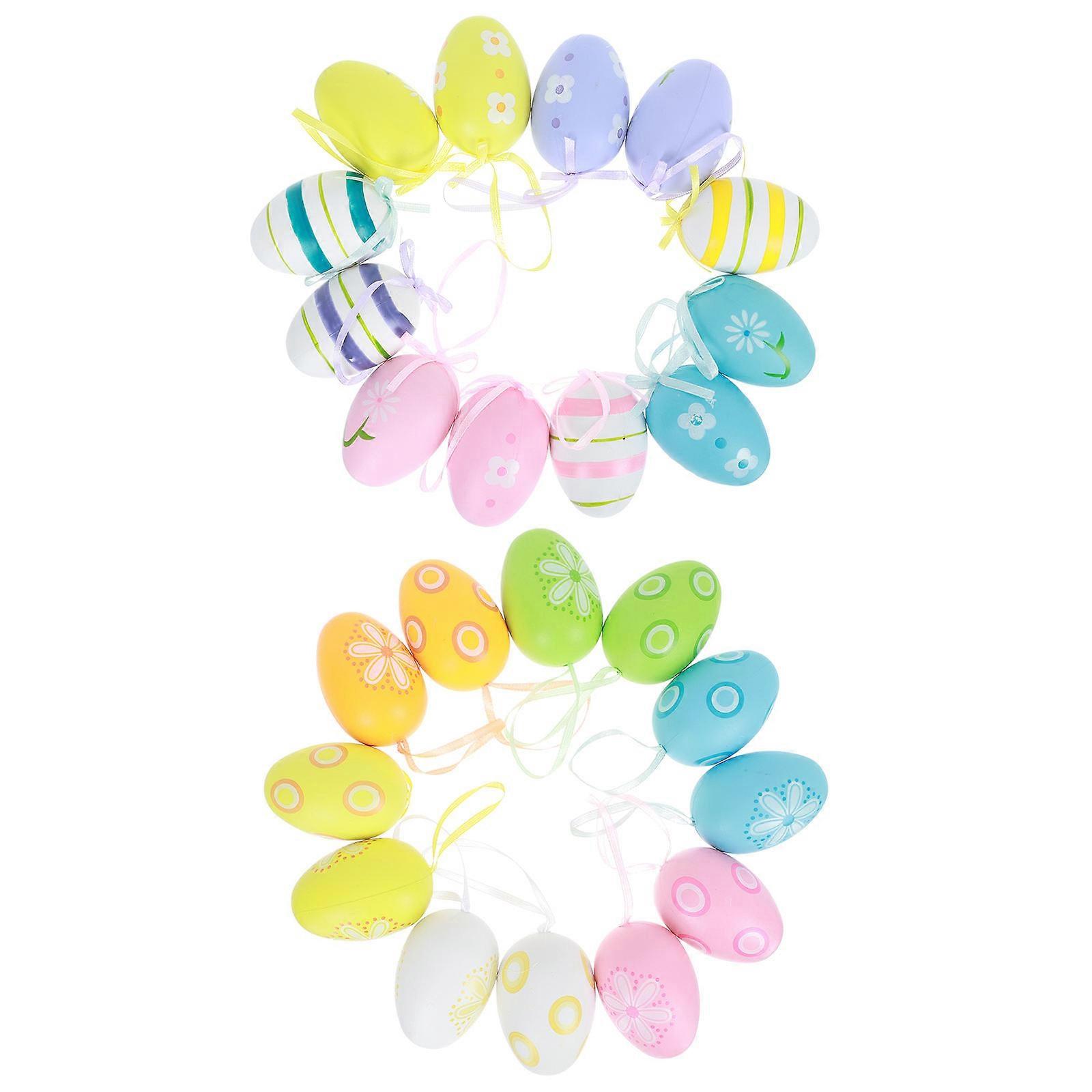 36PCS Kids DIY Simulation Colorful Eggs Happy Easter Colorful Eggs Adornment