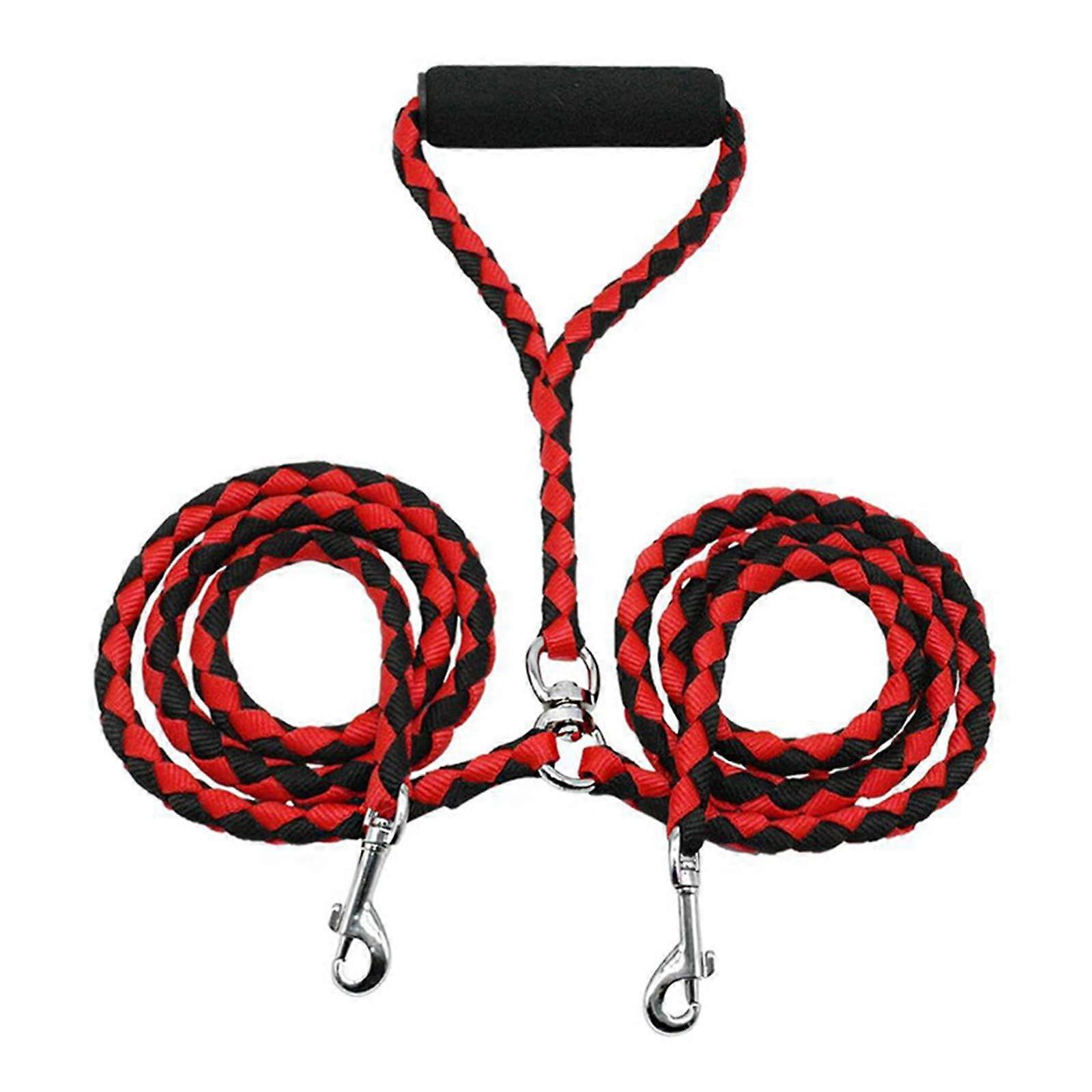 Double Bungee Leash 1st Step Training Tool, Double Bungee Dog Leash, with Adjustable Strap Shock Absorbing, No Tangle Dog Leashes for Dogs (Red)