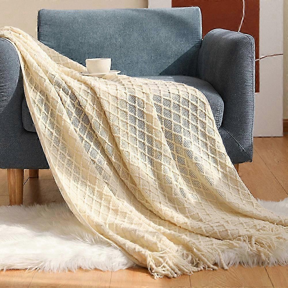 Tassels Design Sofa Bed Decor Throw Blanket Air Conditioning Blanket 130x230cm Suitable for Type E