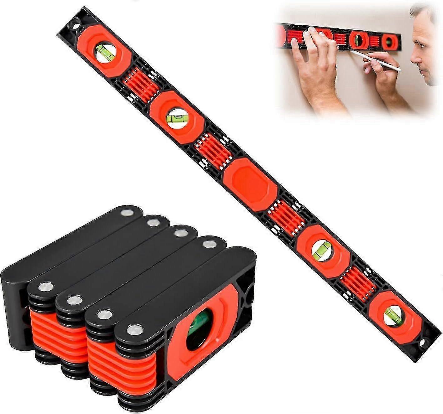Foldable Magnetic Spirit Level 60 Cm, Mini Electrician Magnetic Spirit Level with 4 Bubbles for Horizontal and Vertical Use
