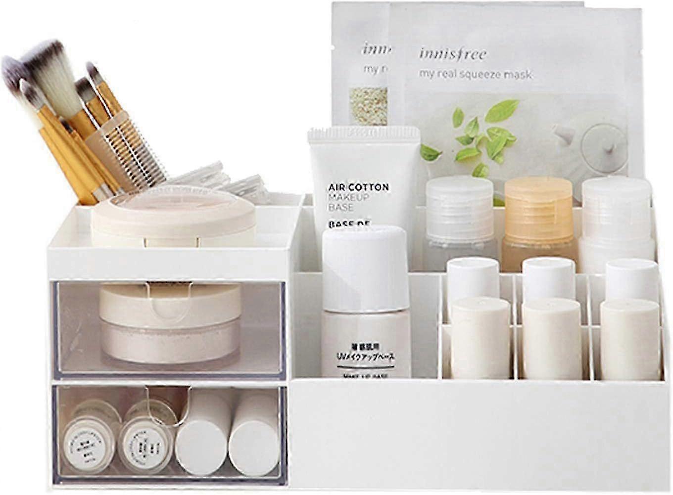 Multifunction Desk Organizer, Makeup Storage for Eyeshadows, Concealers, Powders, Nail Polish, 9.65 x 4.8 x 3.67