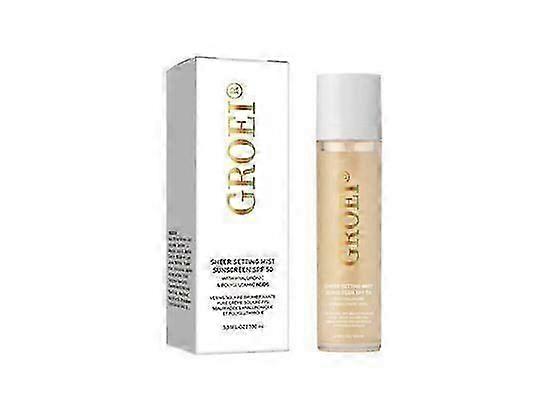 Sheer Setting Mist Sunscreen SPF 50, Broad Spectrum Shimmering Body Oil Mist, Hydrating Makeup-Friendly Glow Spray, Reef-Safe, Non-Greasy & Fast-Absor