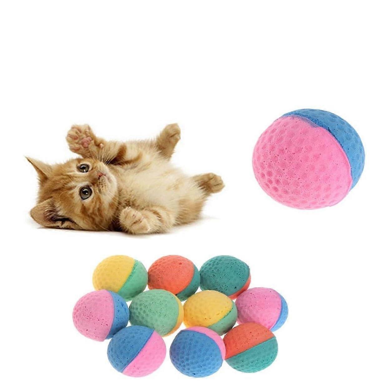 Soft Foam Cat Balls, Elastic Latex Chew Toys for Puppies and Kittens, Colorful Pet Toys, Random Color Selection, 10 Pack