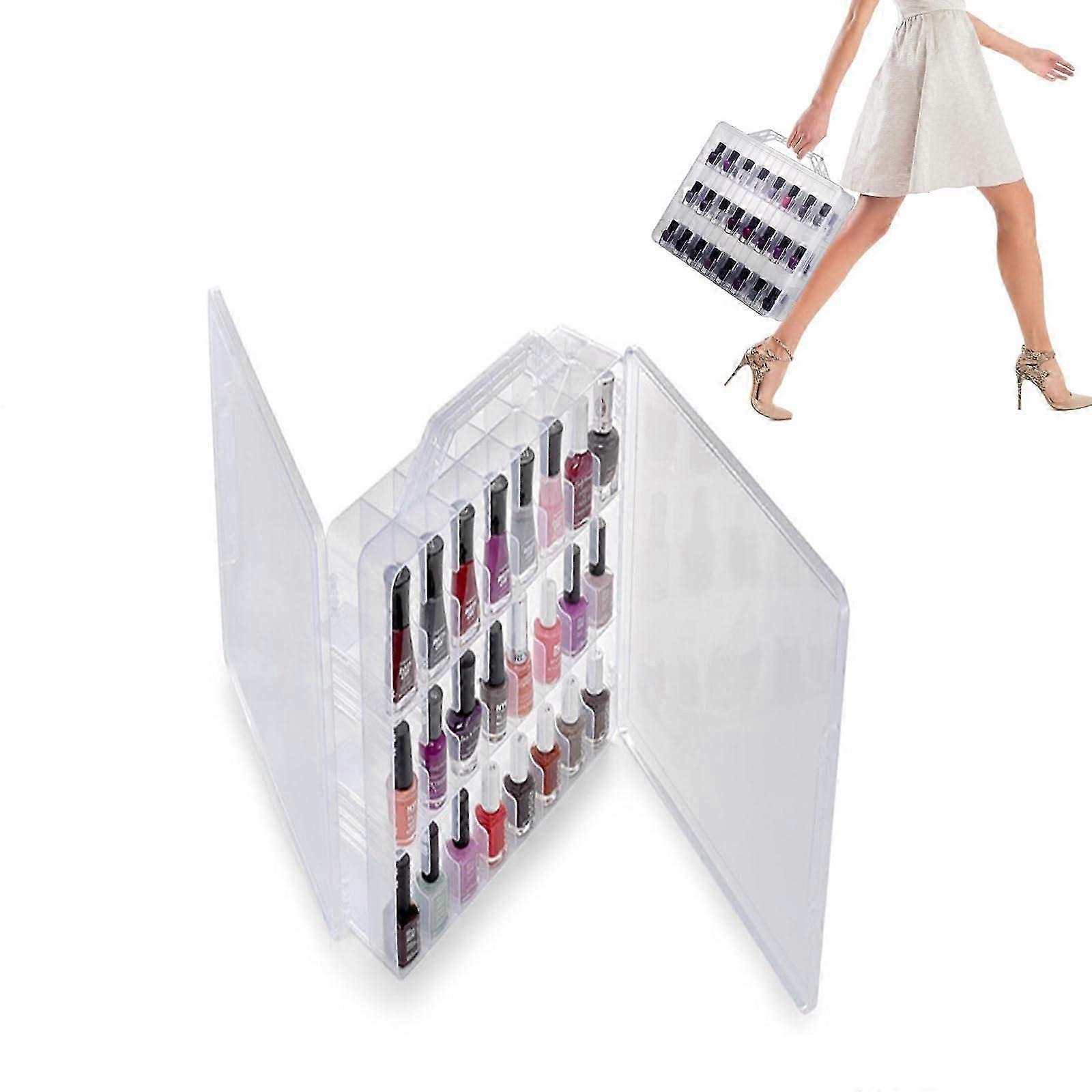 Transparent Nail Polish Storage Case with Adjustable Dividers for 48 Bottles