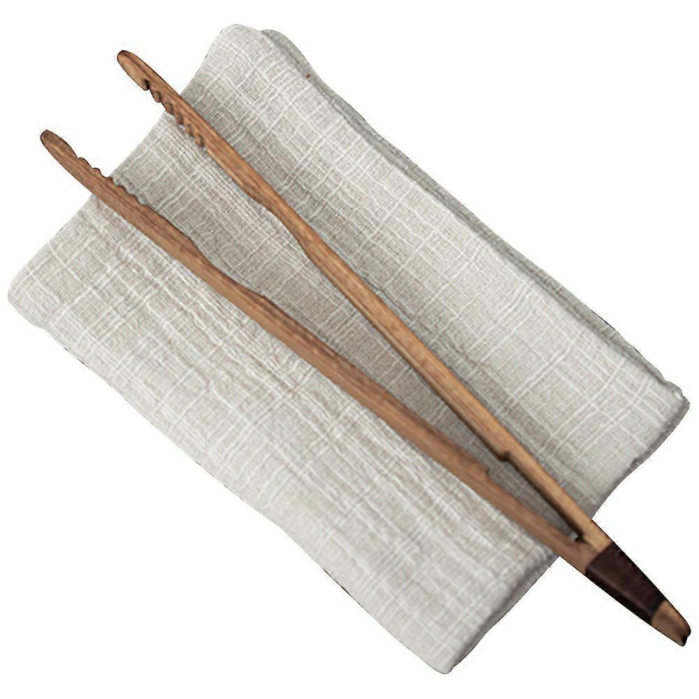 Tea Ceremony Accessories Set Tea Clip And Towel For Home Use Bamboo Cotton Linen Anti-Scald Increase Friction 1Set