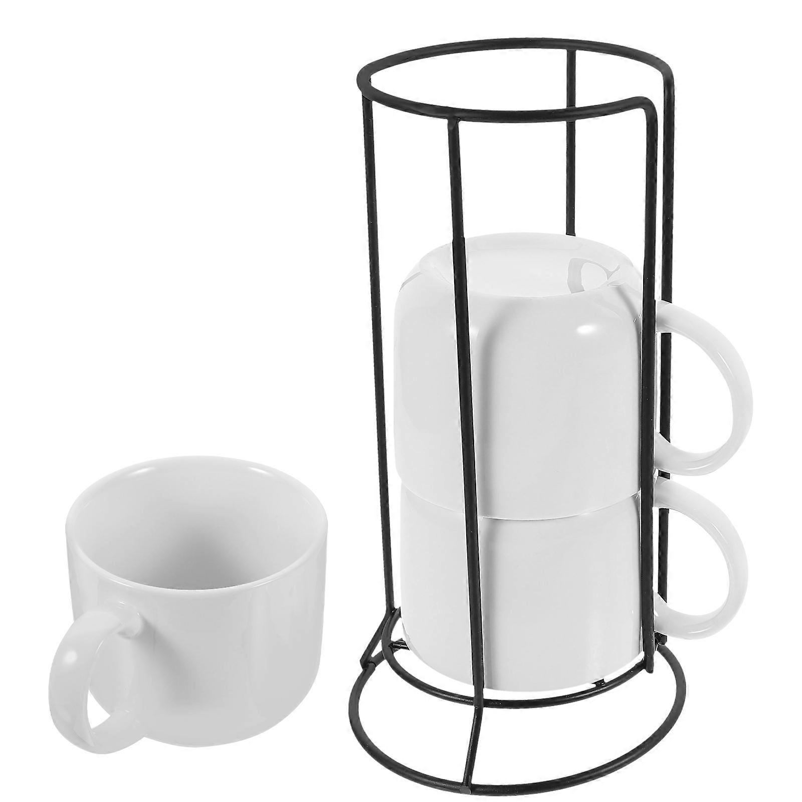 Ceramic Mug Set with Stand, Smooth Edges, Daily Use Cups for Home, Office, and Coffee Lovers, Ideal for Friends and Family