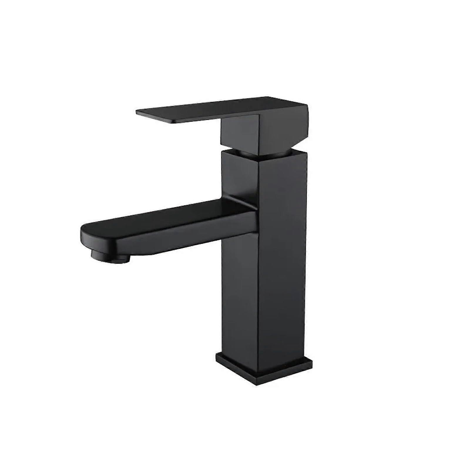Black bathroom faucet Hot and cold water mixer Modern sink faucet with easy installation (A) Full accessories A