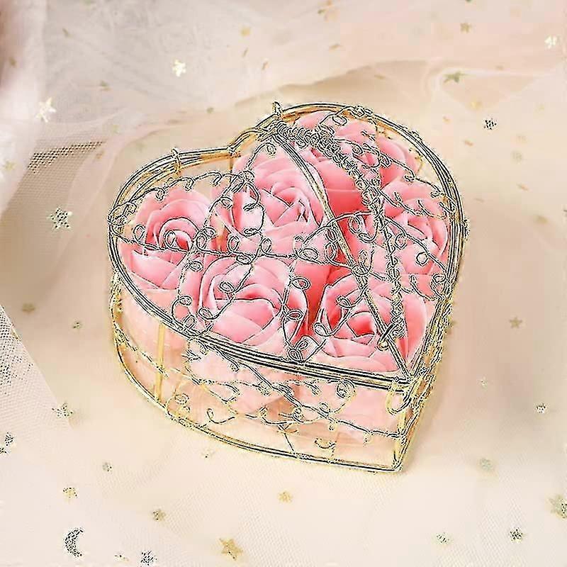 하트 모양의 철 바구니 중공 발렌타인 데이 선물 상자 인공 비누 바구니 장미 선물 상자 발렌타인 데이 결혼식, 어머니의 날, 생일