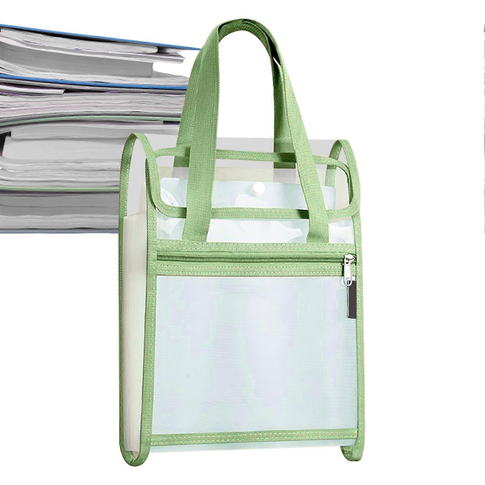 File Bag Vertical Storage Bags 12.6x9.57x1.57 Inches Accordion Folder A4 13-Grid Organizer Green