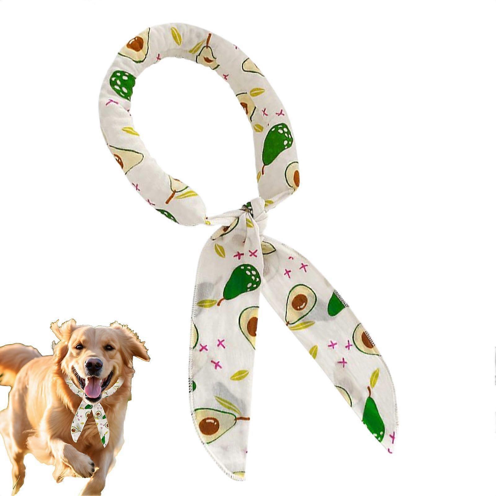 Ice Bandana for Dogs - Adjustable Cooling Collar made of Breathable Material in Avocado Design for Pets, for Warm Days