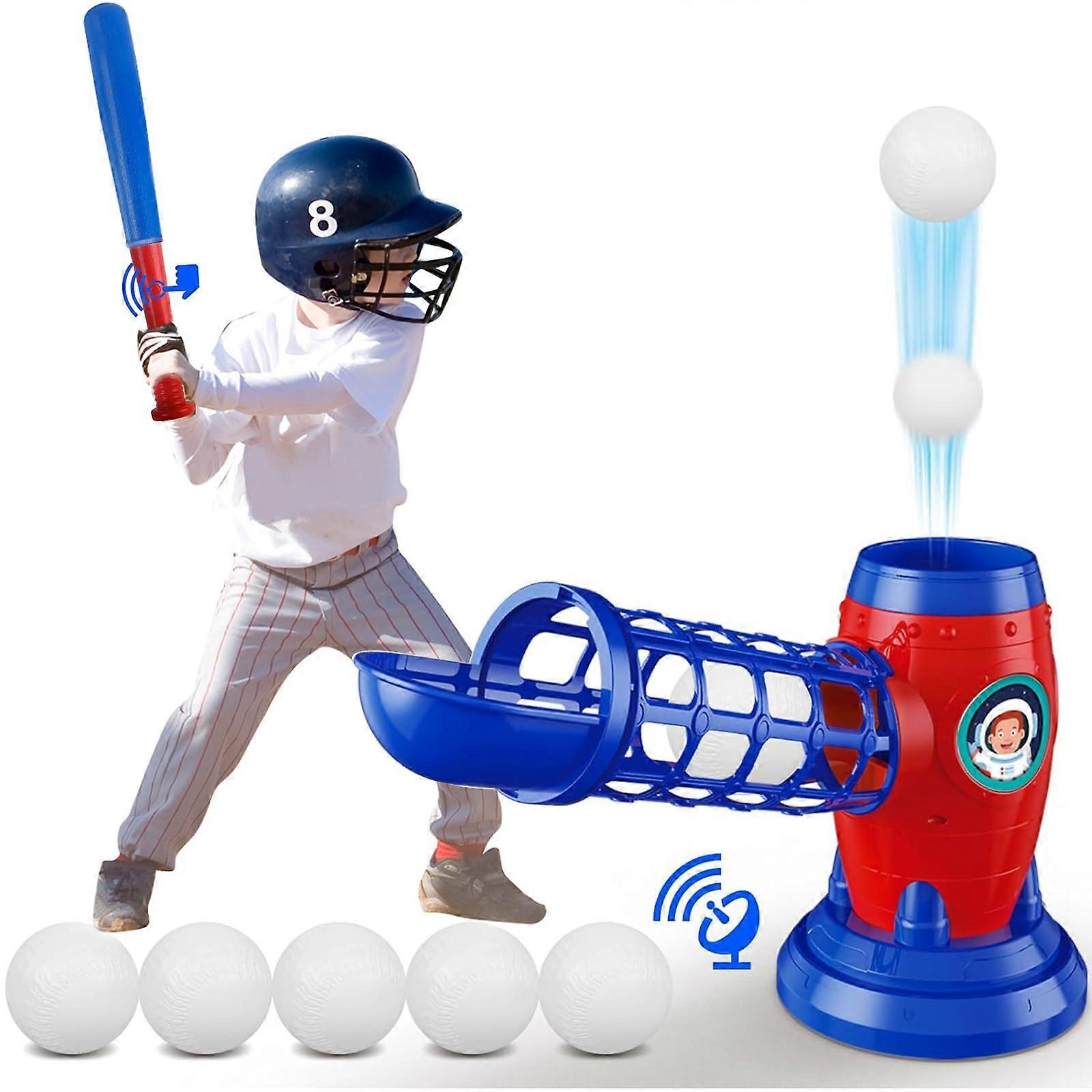 Automatic Pitching Machine Set for Kids with Baseball Balls and Bat, Ages 312
