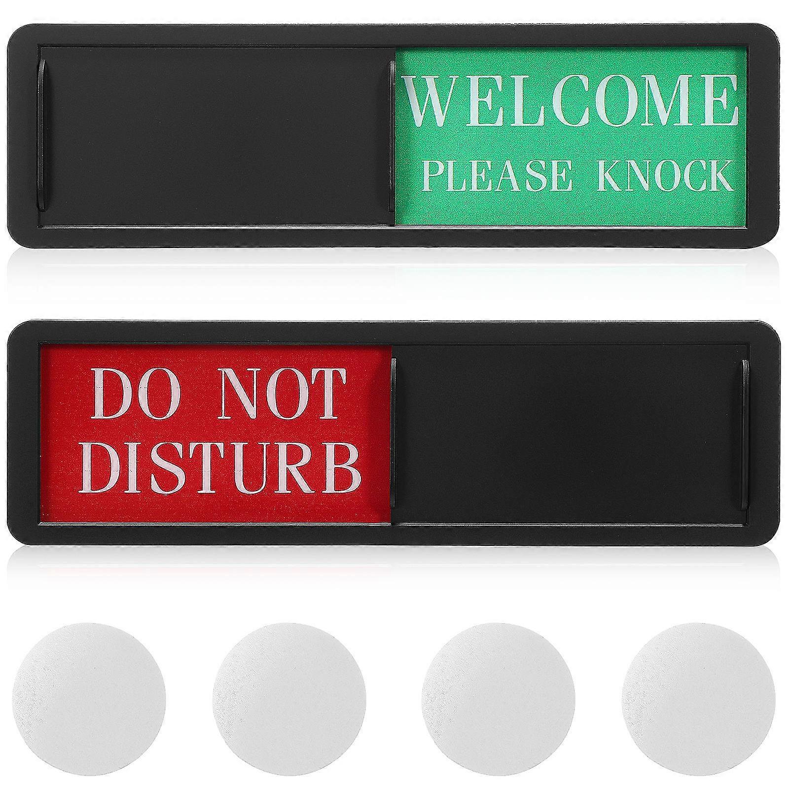 2 Pcs Sliding Door Signs with Occupied & Welcome Indicators, Privacy Slider for Office, Bedroom, Meeting Rooms, Simple Installation, Black & Red