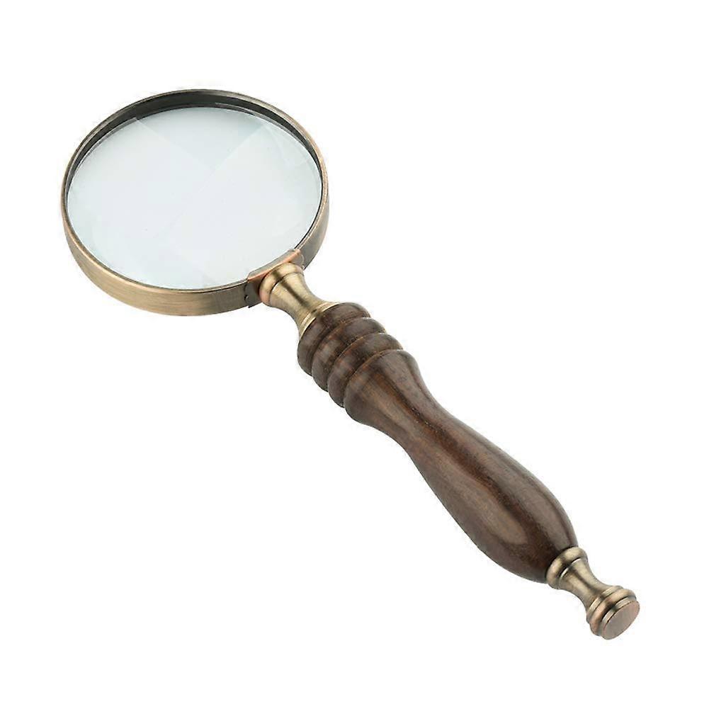 Hobby magnifying glass, classic retrostyle magnifier made of continental copper, oak wood handle, exquisite quality, 10x zoom for reading and .
