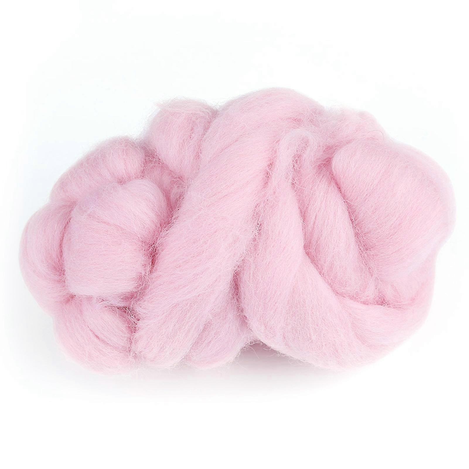 55g Colored Needle Felting Wool Roving for Crafts (Pink)