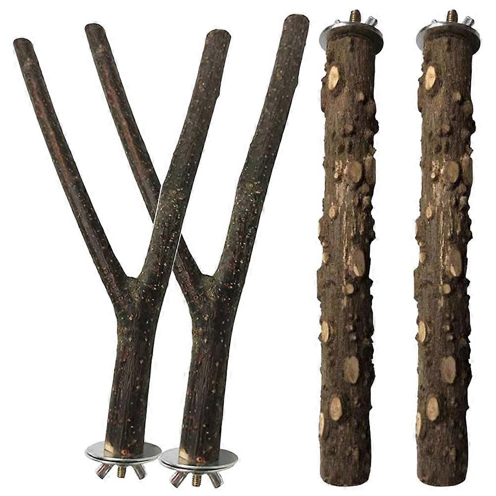 Bird Cage Perch Stick Bird Lovers Resting Area Wood Screw Mount Fixation 20X2.5CM 4Pcs