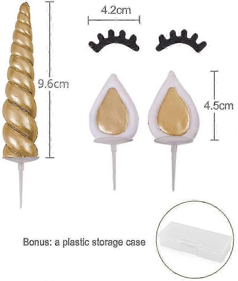 Unicorn Cake Topper, Handmade Gold Unicorn Cake Decoration Reusable Unicorn Horn, Ears An