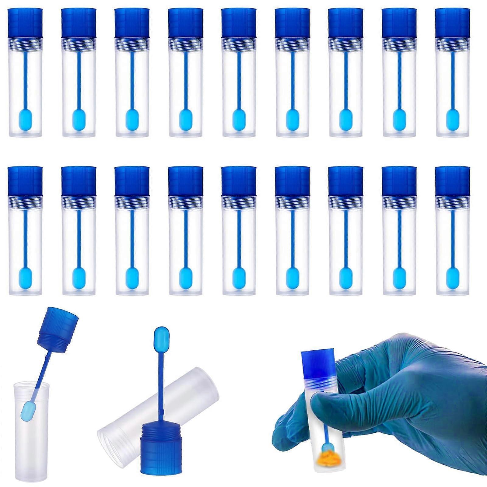 Chair Sample Tube, Fecal Sample Tube, Dog and Cat, 20 Pieces, 15 ml, Transparent, with Spoon, Quality Material, Dense Design