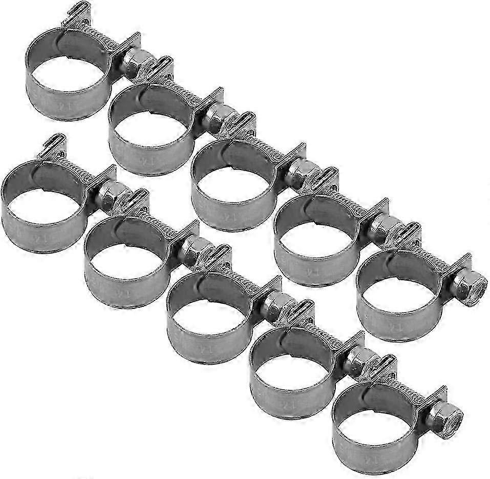 10-pak wytrzymałych zacisków do węży paliwowych ze stali nierdzewnej - regulowany 6 mm-20 mm do użytku hydraulicznego i samochodowego (opcja rozmiaru 14-16 mm)