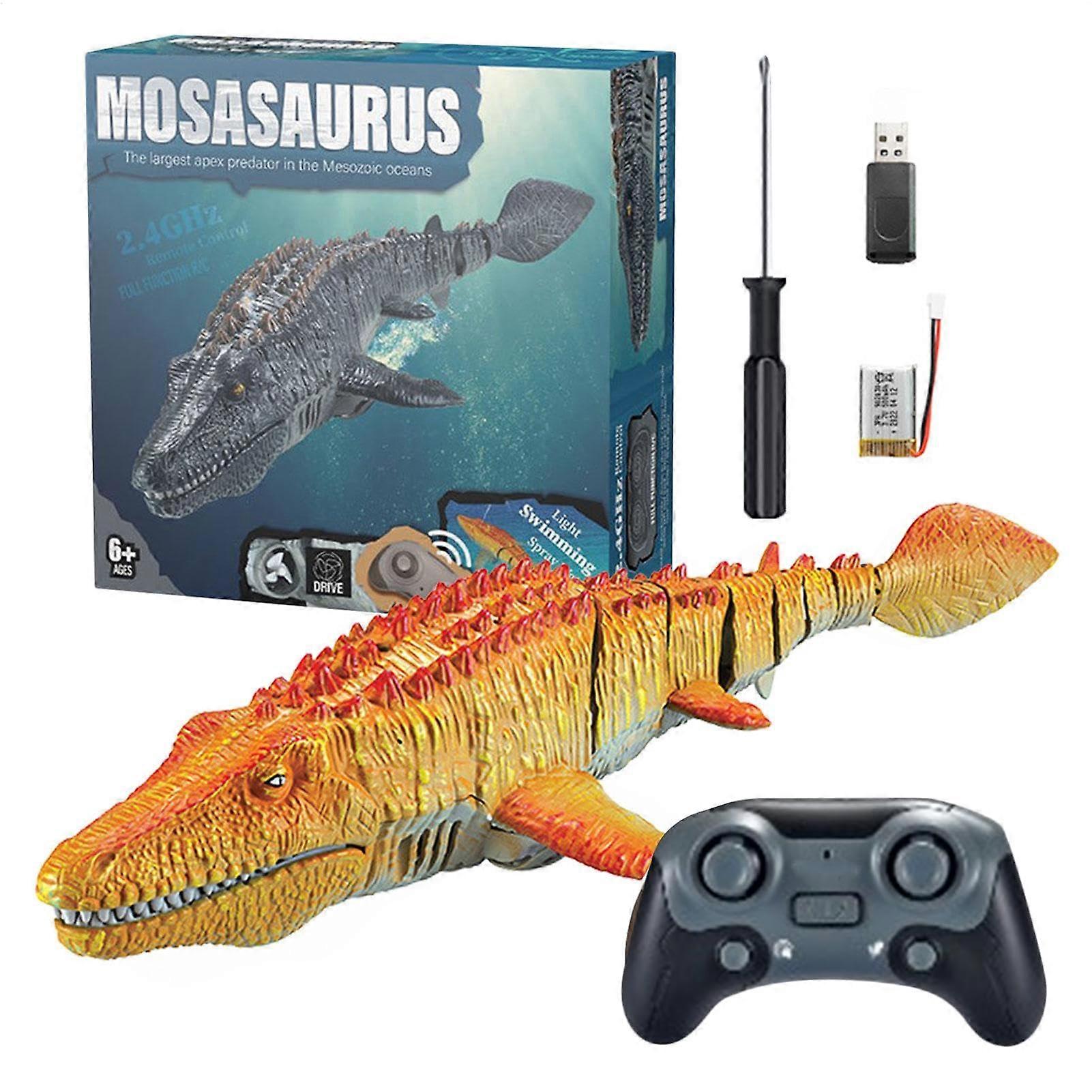 Generic Mosasaurus Swimming Toys – Water Toys for Pool and Lake Remote Control Mosasaurus Toys, Realistic Shape with Light and Water Spray, Yellow