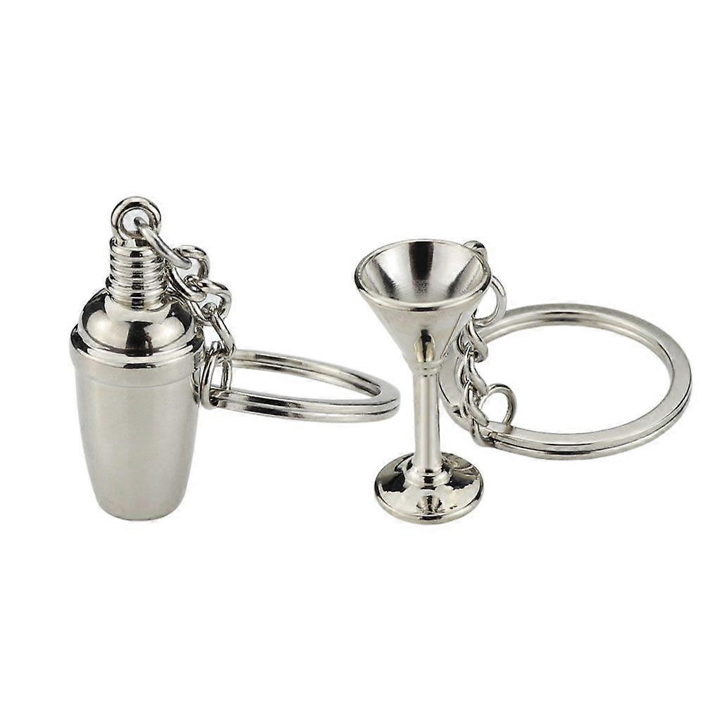 2Pcs Creative and Fashion Goblet Shaped Key Chain Cocktail Shake Shaped Key Chain