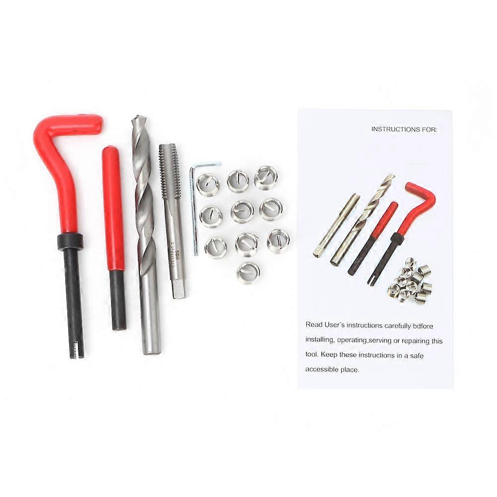 15pcs M10*1.5mm Coiled Wire Screws Sleeve & Drill Bit Hex Wrench Thread Repair Tool Kit