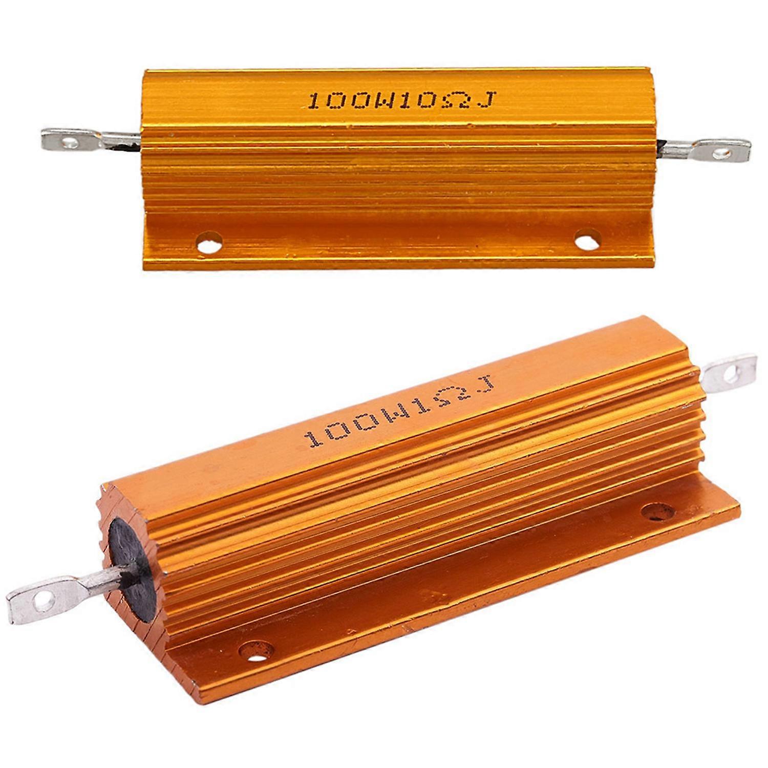 2Pcs Gold Aluminum Clad Power Resistor Resistance 100W - 1 Ohm 1R & 10 Ohm 10R