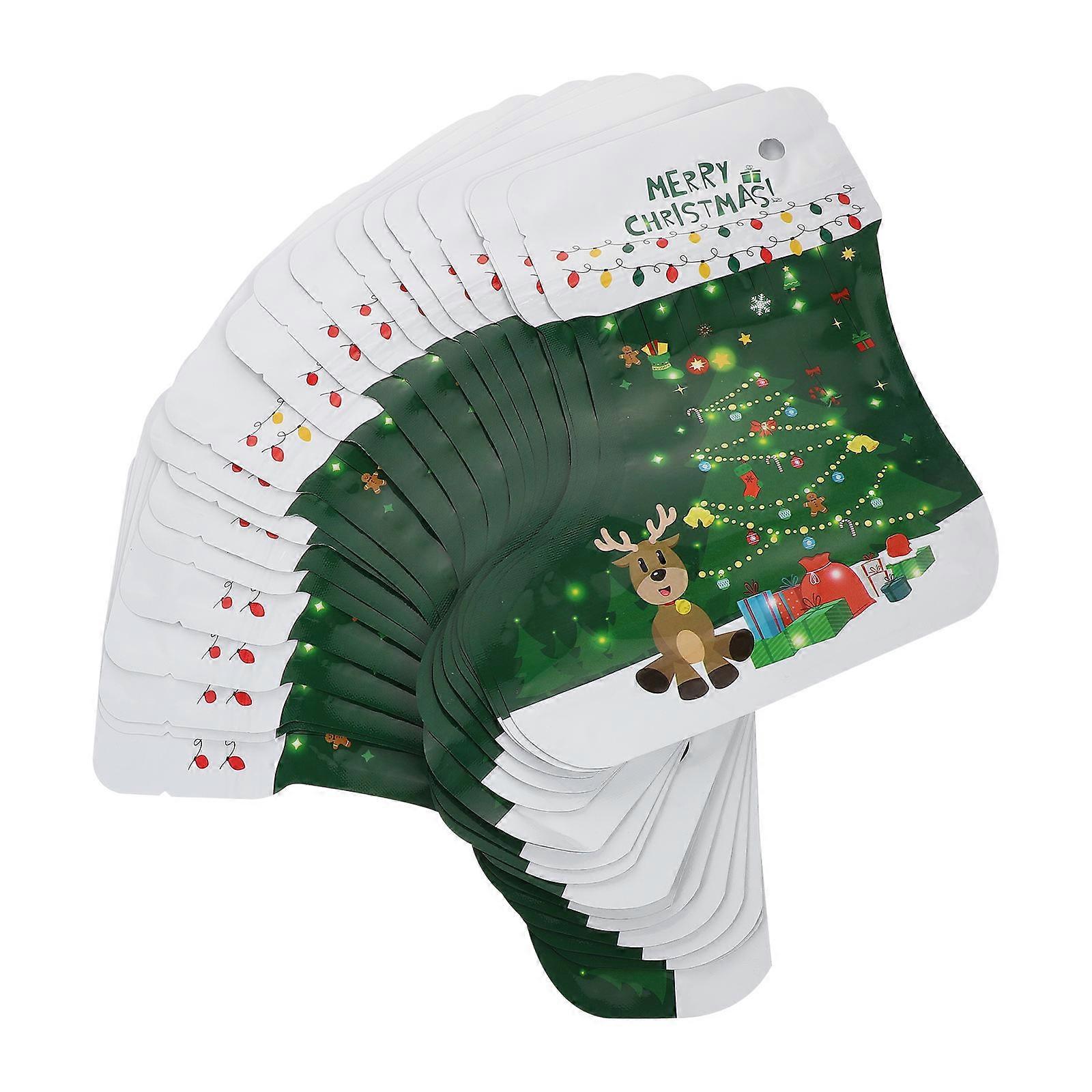 Christmas Sock Candy Bag Self Sealing for Storage Use Green Aluminizing Material 20 Pieces