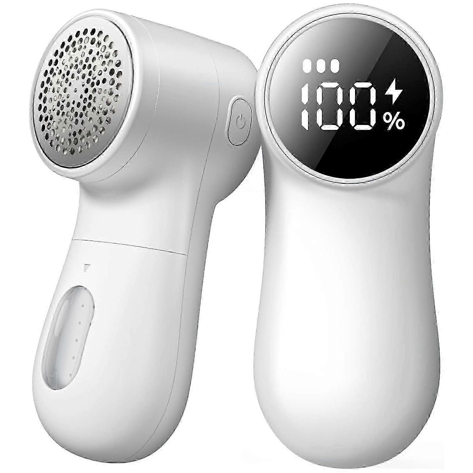 Rechargeable White Lint Remover with 1200mAh Battery & Digital LED Display - Efficient Fabric Shaver for Quick and Easy Cleaning