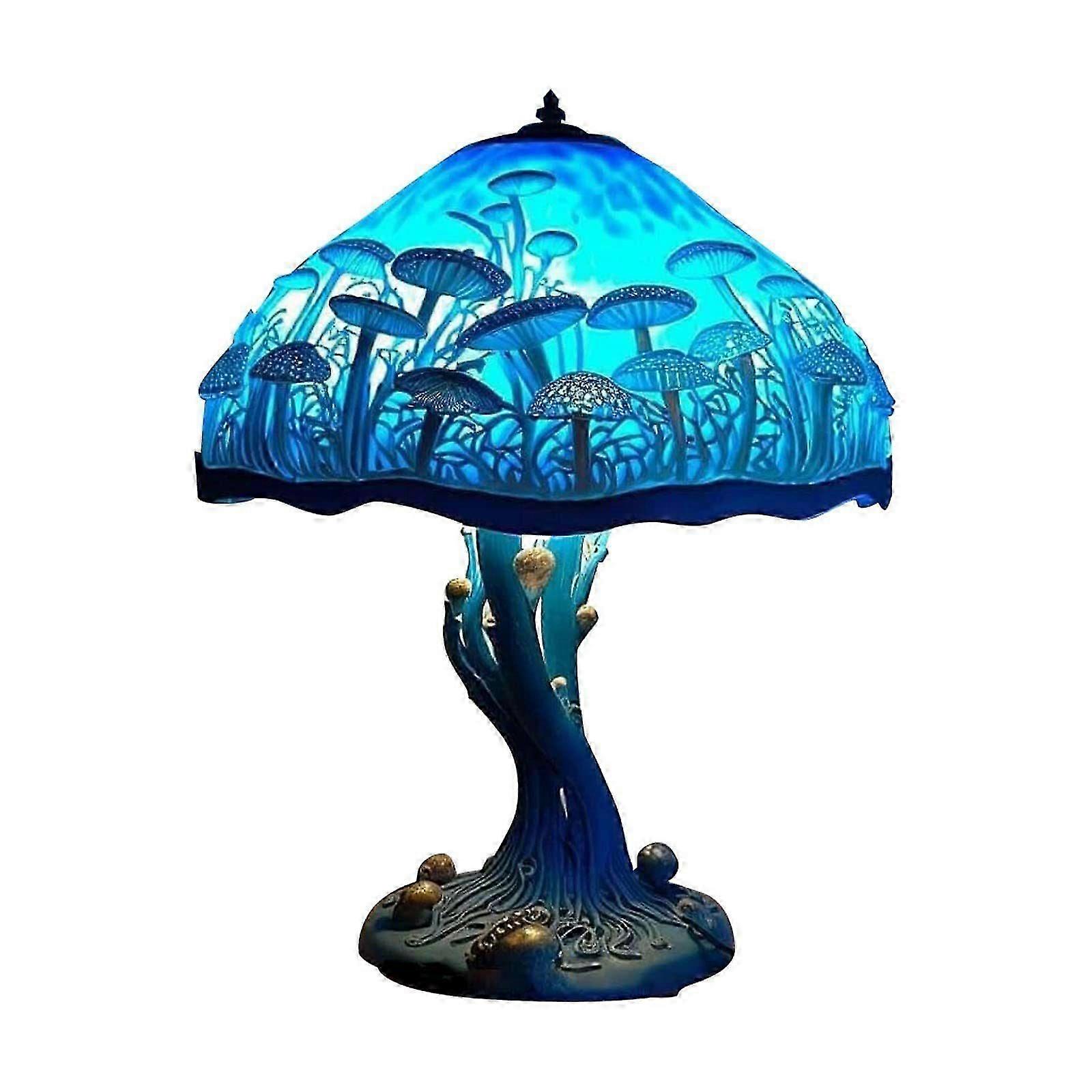 2025 Bohemian Style Resin Mushroom Table Lamp with Stained Glass Design, Unique Night Light Decor for Home & Office, Retro Decorative Bedside Lamp