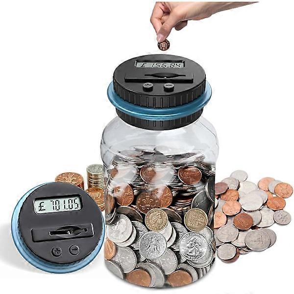 1.8L digital piggy bank with LCD screen and large capacity, automatic coin counter piggy bank