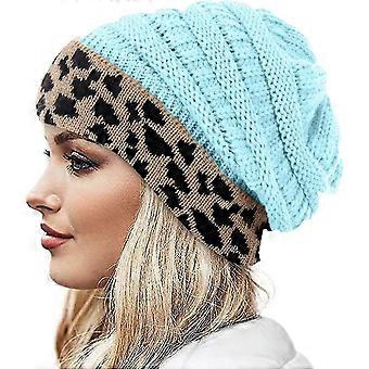 Dam stickad hatt Fashionabla leopardmönster Vinterhattar som löper utomhus