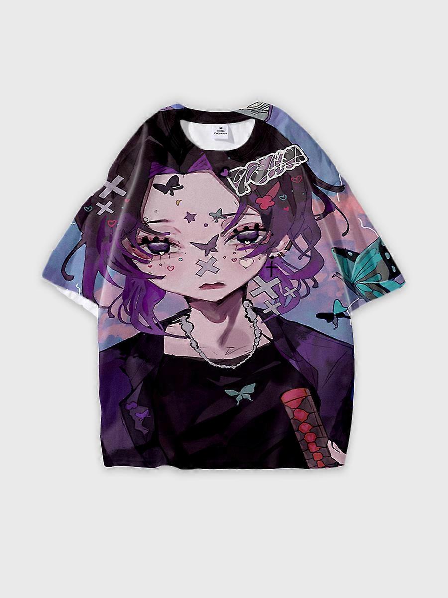 T-shirt round neck Character Pattern loose short sleeve P2218