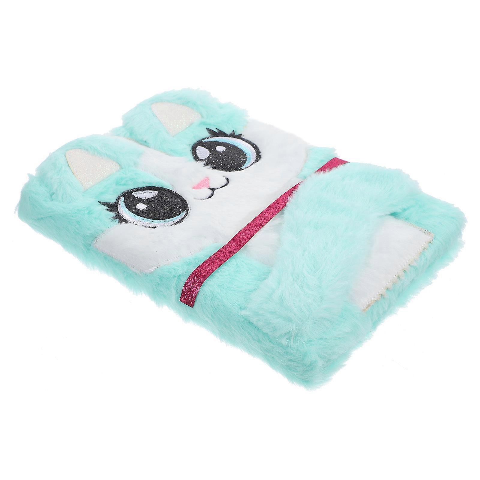 Cute Journal Notebook Fluffy Notepad Plush Diary Rectangular For Study Green 24x16cm Organizing 1Pack