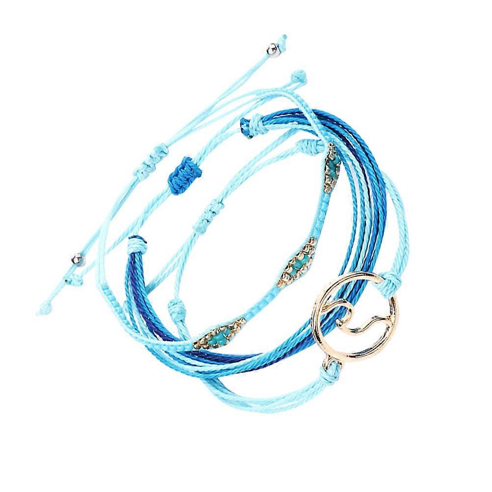 Blue Wax String bracelet for Women Lightweight Comfortable Fashion Bohemia Jewelry 7 inch