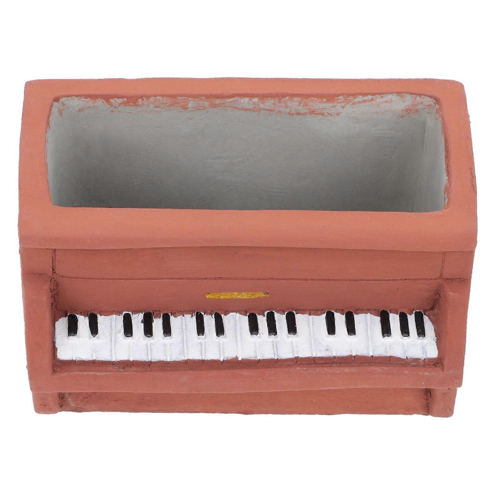 White Cement Piano Shaped Succulent Planter for Storage Use Lovely Design Creative Texture