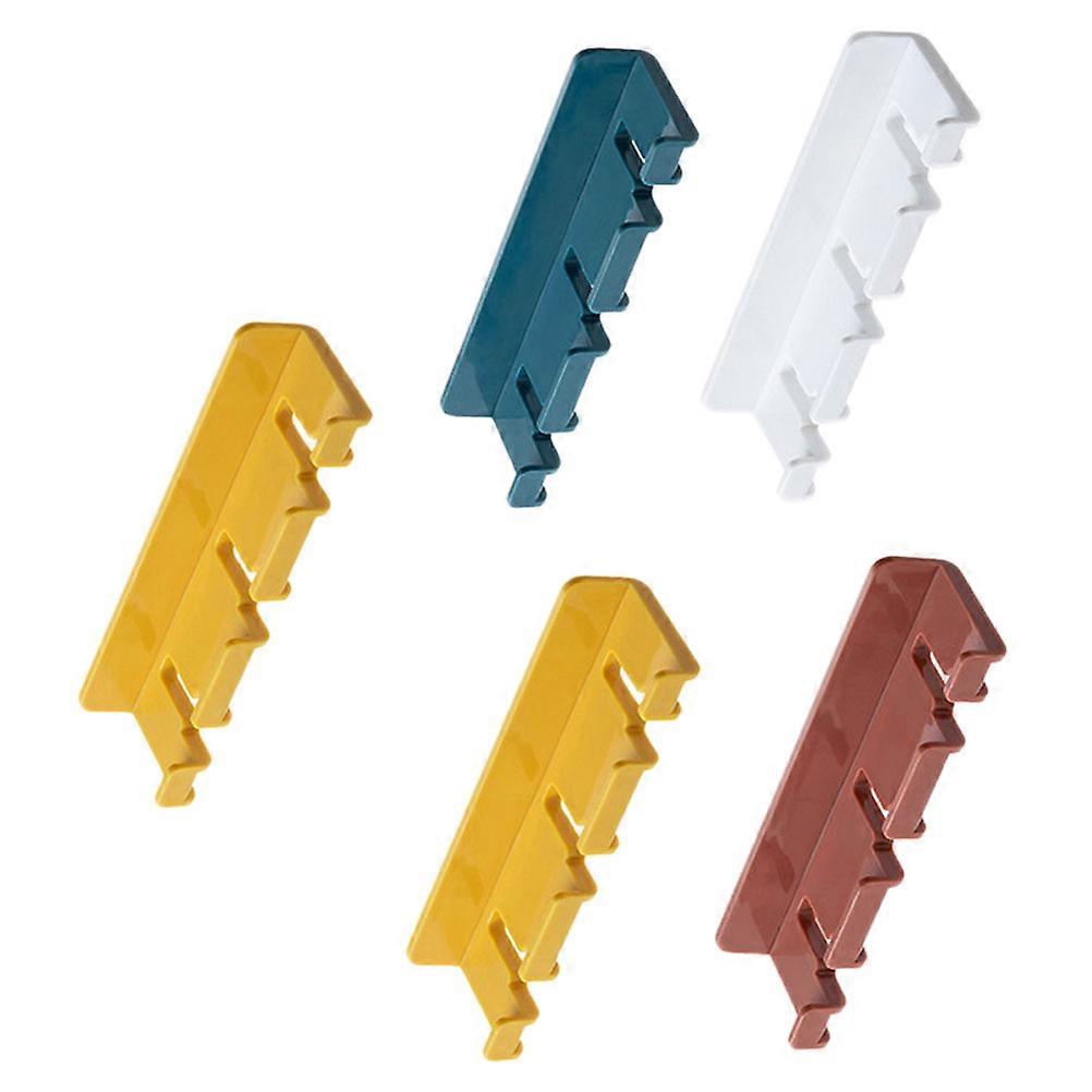 5pcs Toothbrush Holder Wall Storage Rack Punch Free ABS for Bathroom Use Assorted Color