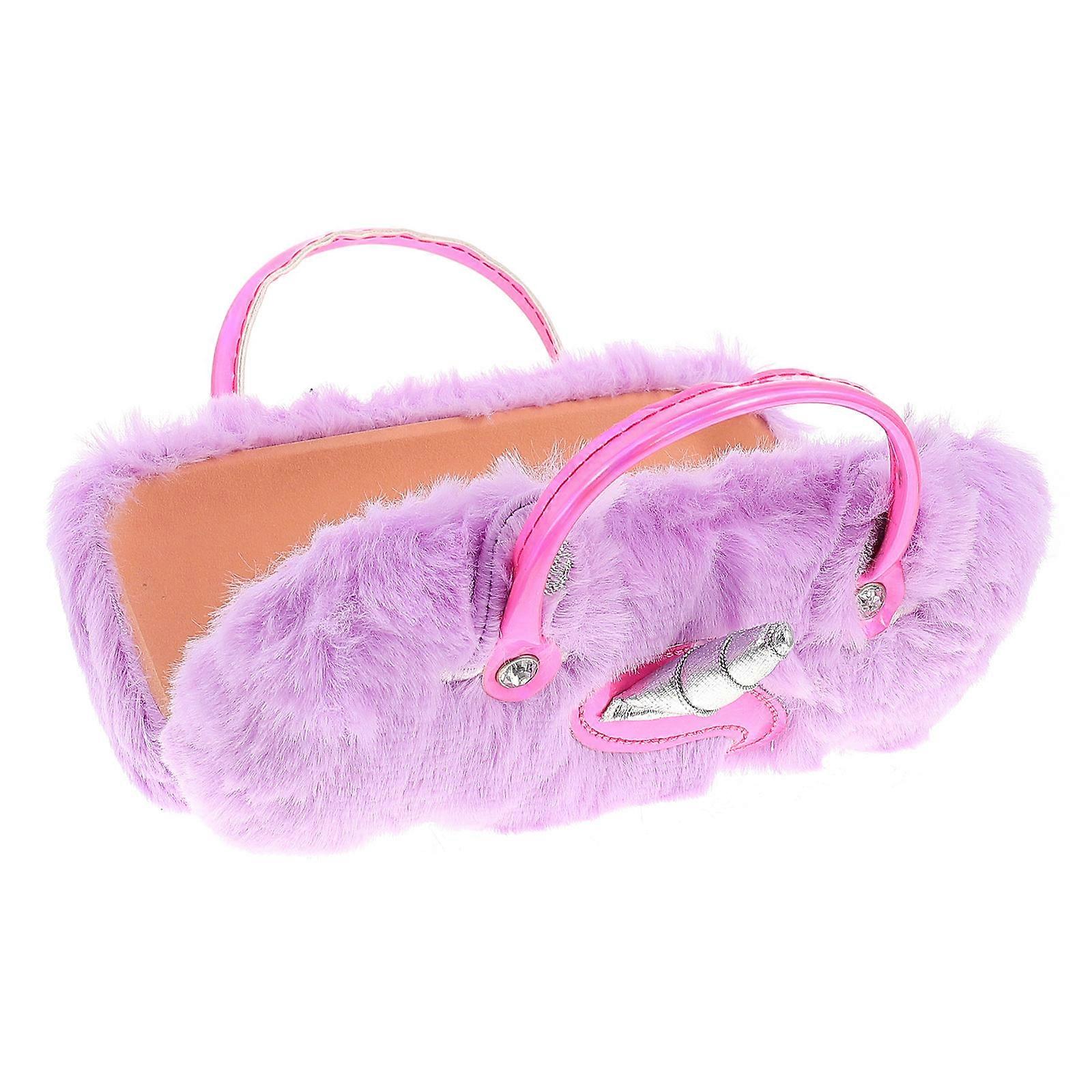 Cartoon Child Eyeglasses Organizer Plush Glasses Box For Children Daily Use 16X7CM Violet Scratch Prevention 1Pcs