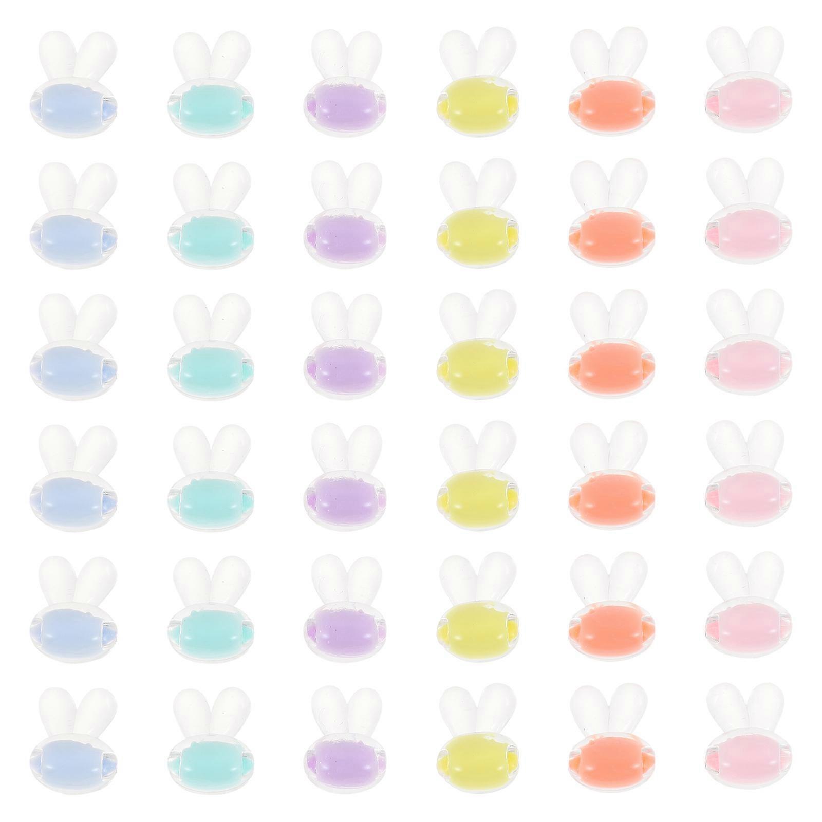 Cute Beads For Bracelets 50Pcs Acrylic Hair Rope DIY Project Assorted Color Cartoon Rabbit Shape Jewelry Making