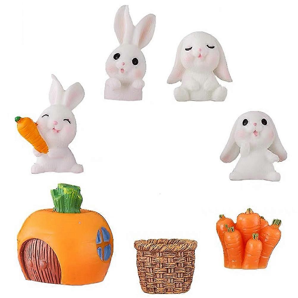 1 Set of Miniature Rabbit Figurine Decoration Car Decorative Toppers