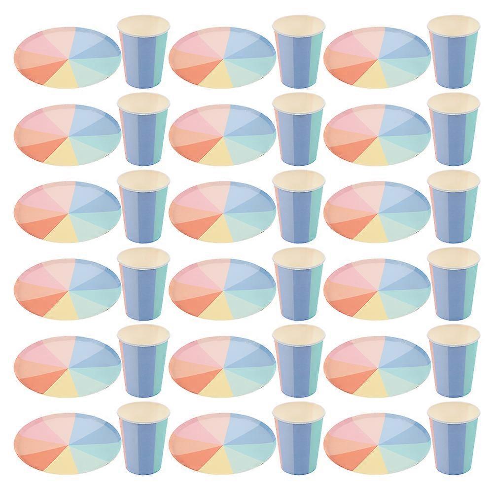 20 Piece Colorful Paper Dinnerware Set – Plates and Cups for Birthdays, Parties, Showers, and Picnics – Festive and Fun Tableware