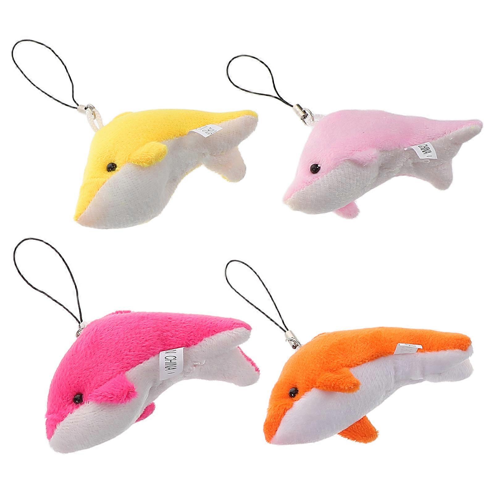 4pcs Cute Dolphin Charm Pendant For Girls Mini Plush Stuffed Animal For Backpack Decoration And Party Favors Adorable Present