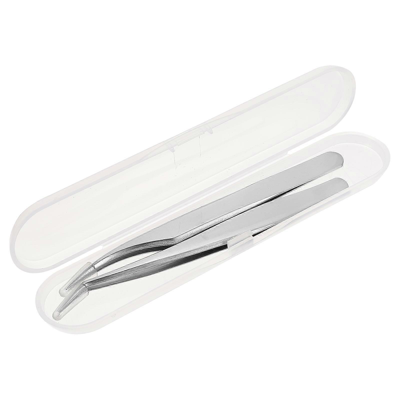 Stainless Steel Eyelash Grafting Tweezer Set for Makeup Use with Unique Design and Lightweight Silver Finish, 2 Pieces