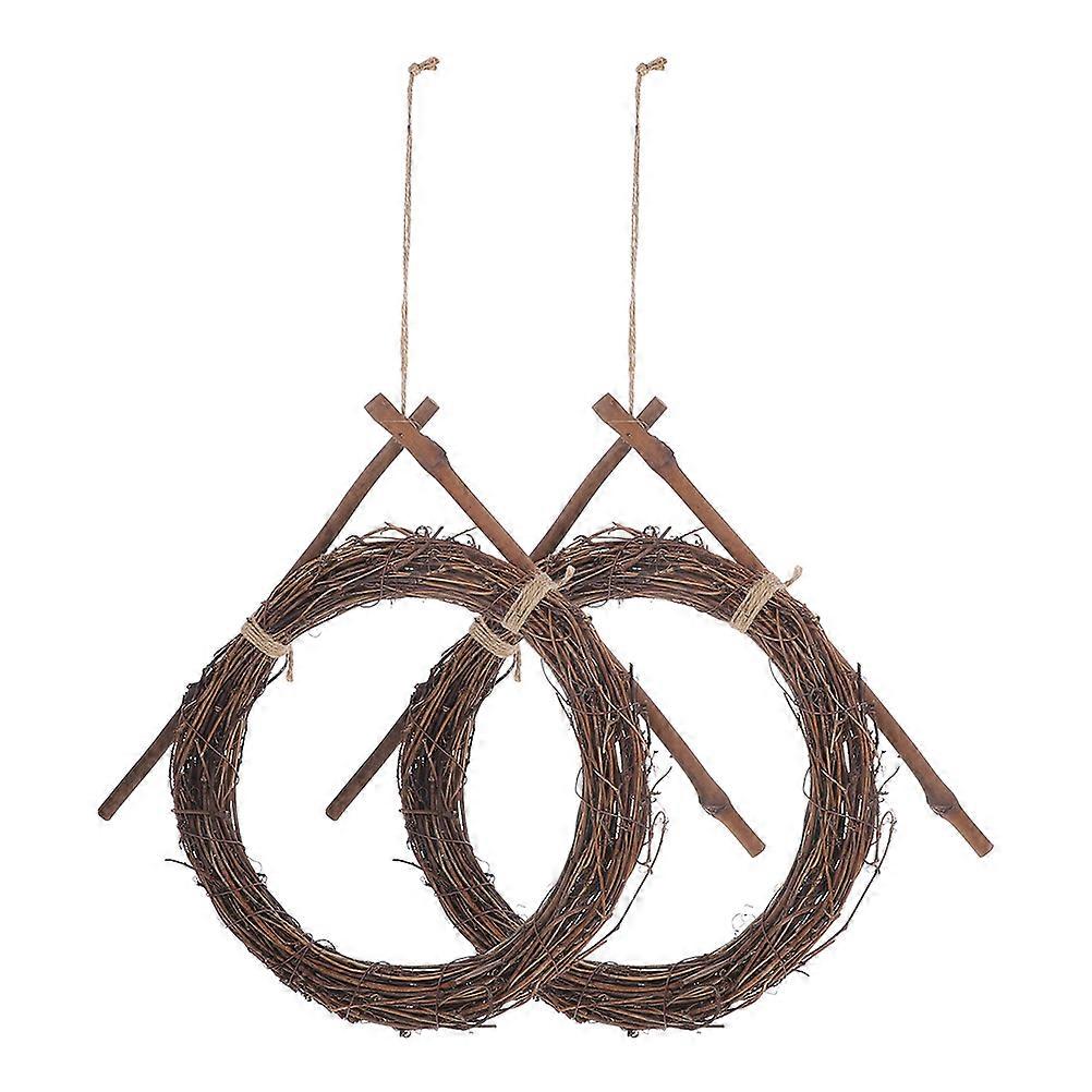 2PCS Rattan Wreath Base for Christmas Craft DIY Frames Wreath Form Suitable for Fall Decorations Indoor and Outdoor Use