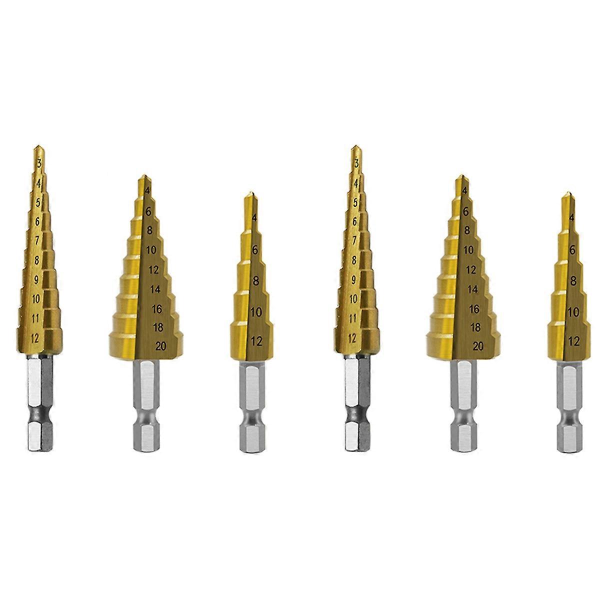 Step Drill Bit 3Pcs Hss Step Drill Bit Set Cone Hole Cutter Taper Metric Nitriding Hex Core Drill Bi