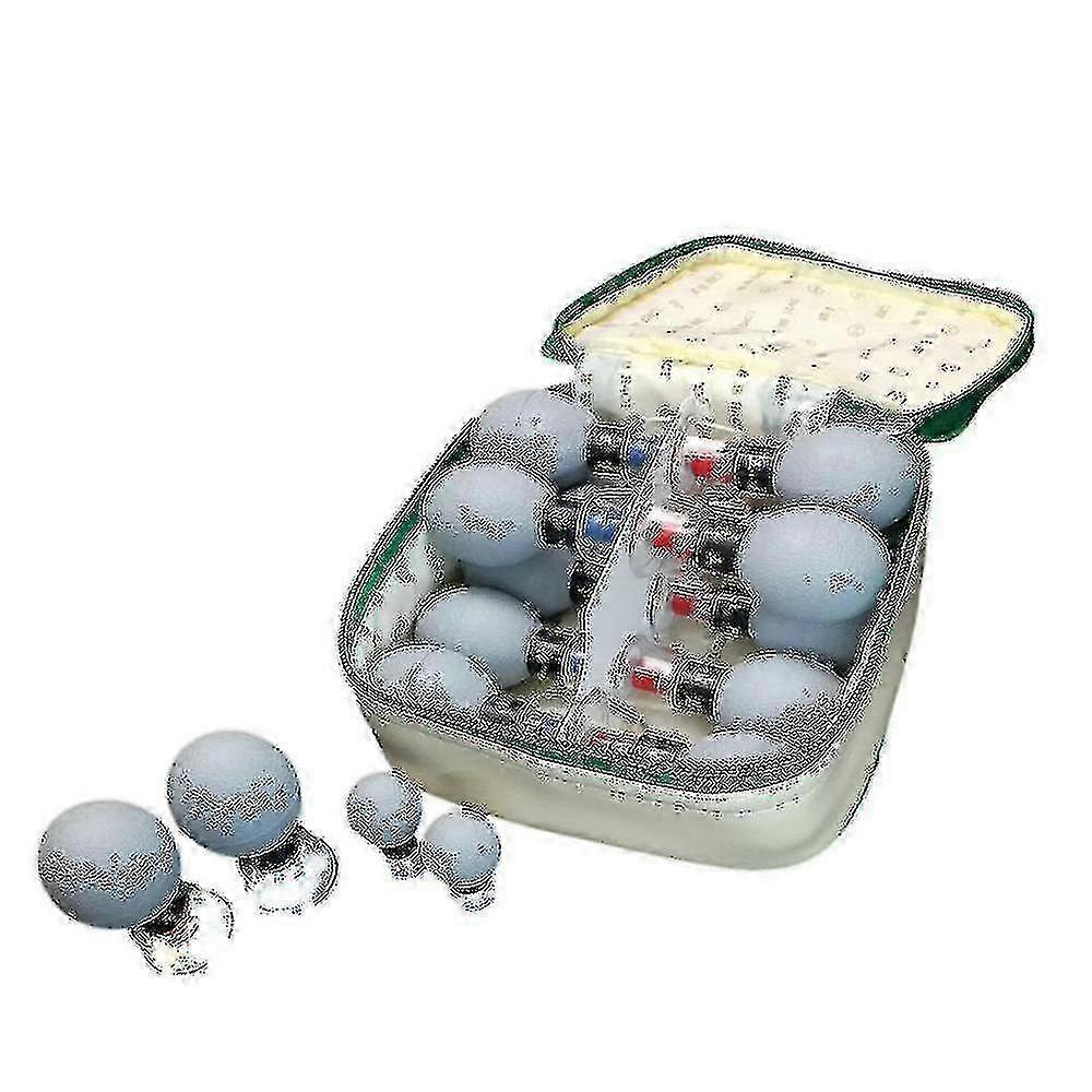 An 18pcs Magnetic Therapy Acupressure Suction Cup Set for Vacuum TCM Acupuncture and Moxibustion Cupping.